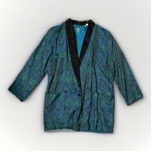 BABY O PARIS Paisley Blazer Jacket Green Blue Black Women's Mid-Length M